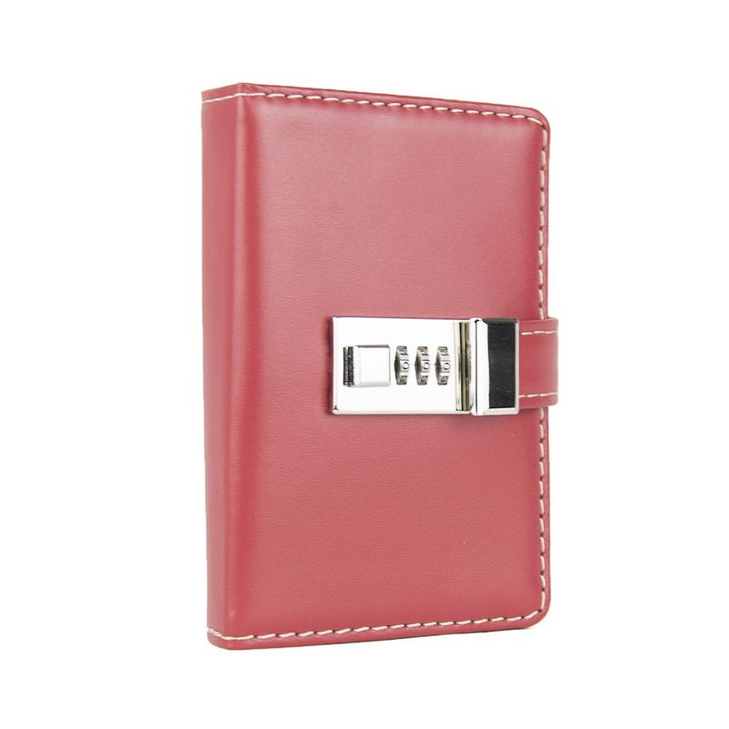 Kožený zápisník MINI s číselným zámkom v červenej farbe