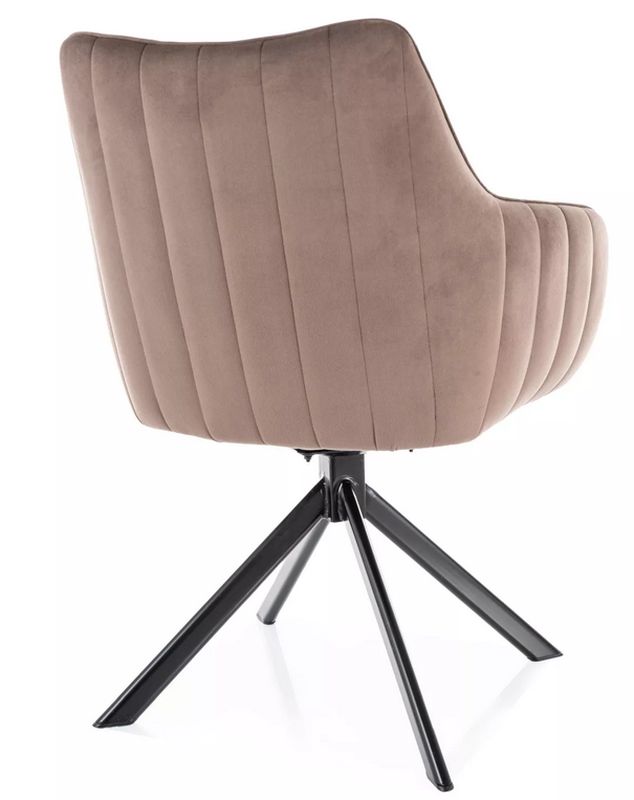 Jedálenská stolička, cappuccino látka, nohy kov čierny, AZALIA VELVET