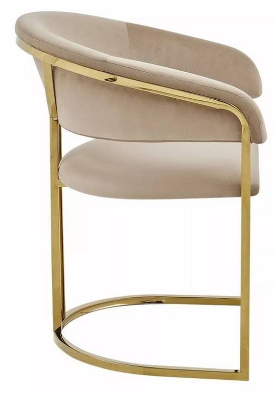 Jedálenská stolička, svetlobéžová látka, nohy gold chróm zlatý, TULIPE VELVET