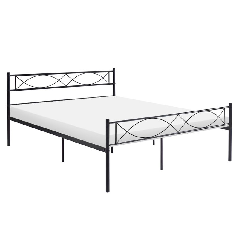 Manželská posteľ, 180x200, s roštom, kovová, čierna, STELVIA