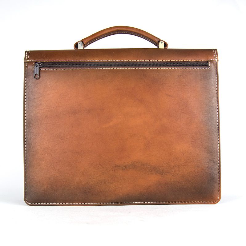Kožená aktovka č.7897, ručne tamponovaná v Cigaro farbe