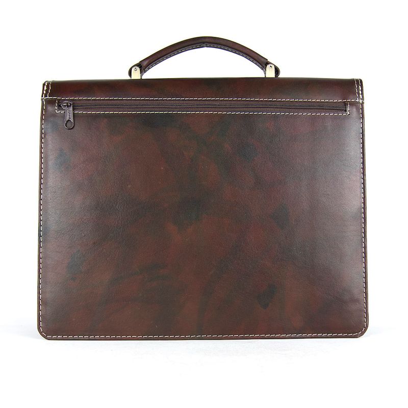 Kožená aktovka č.7897, ručne tamponovaná v tmavo hnedej farbe