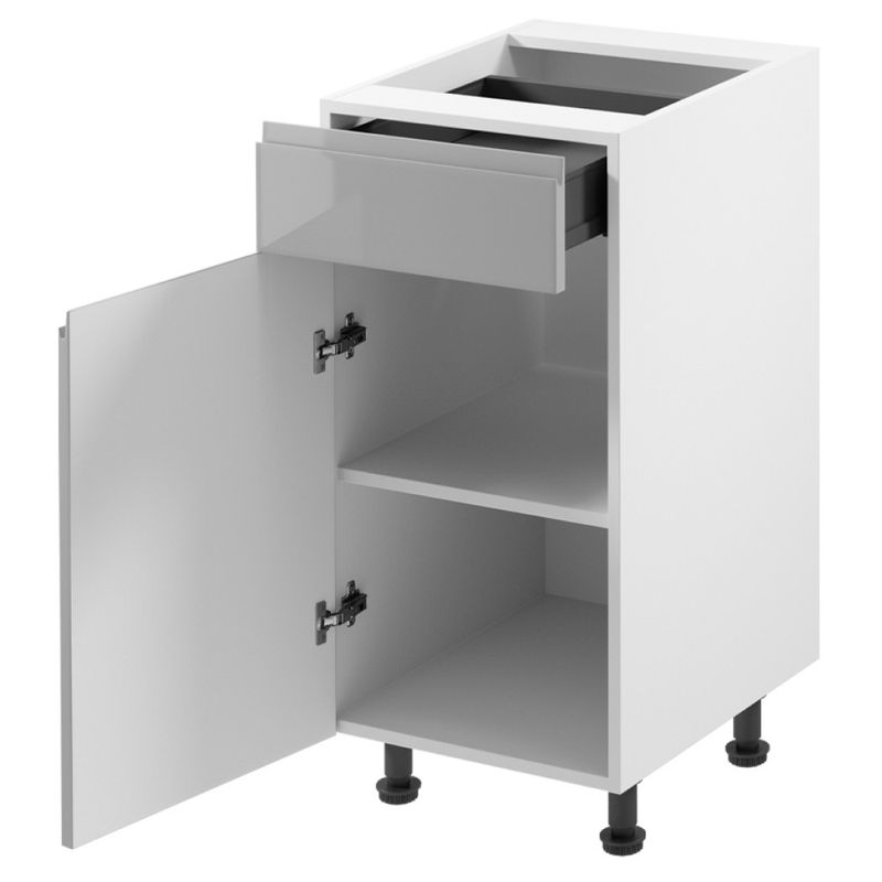 Spodná skrinka, 40cm, biela, sivý lesk, AURORA D40S1