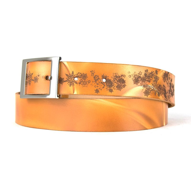 Maľovaný a gravírovaný kožený opasok - Vločky, 136cm, Limitovaná edícia 09