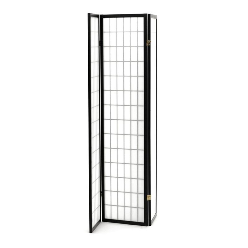 Paraván, 132cm, masív, čierny, EF-E803 BK