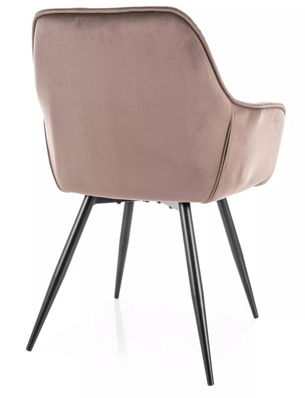 Jedálenská stolička, cappuccino látka, nohy kov čierny, CHERRY VELVET