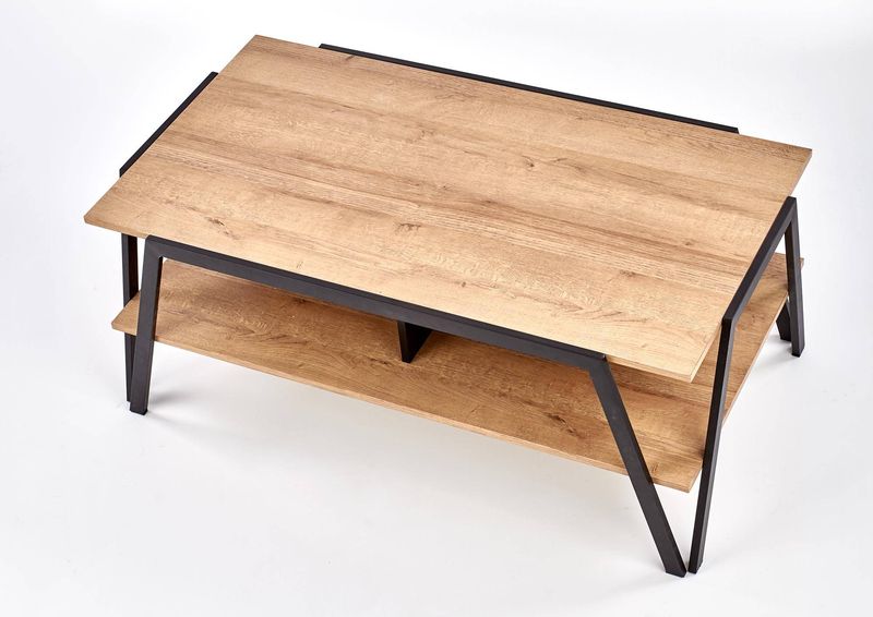 Konferenčný stolík, 113x63cm, čierny, dub zlatý, VOLTA