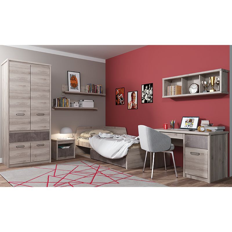 Posteľ, 90x200, s roštom, gaštan nairobi-onyx, JESI NEW