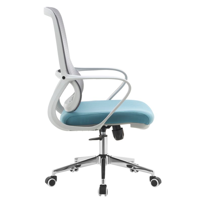 Kancelárske stolička, sivá sieťovina, modrá látka, FOSTER TYP 2