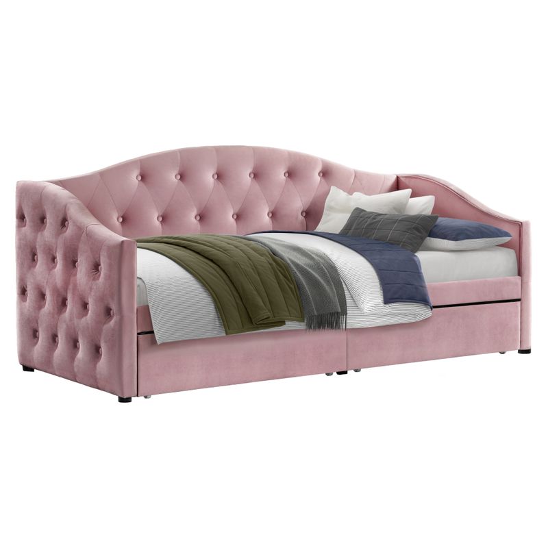 Posteľ, 90x200, s roštom, ružová látka, ZASKA