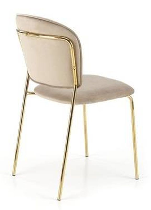 Jedálenská stolička, béžová látka, nohy gold chróm zlatý, K-499