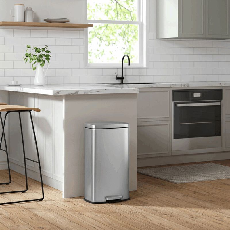 Kôš na odpadky, 35cm, kov, strieborný, AUK-E1103 CR