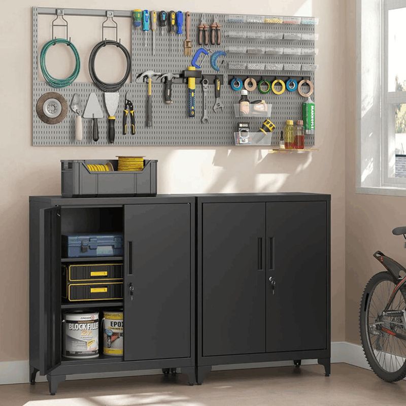 Komoda 80x40x90cm, kov, čierna, AUS-E1113 BK