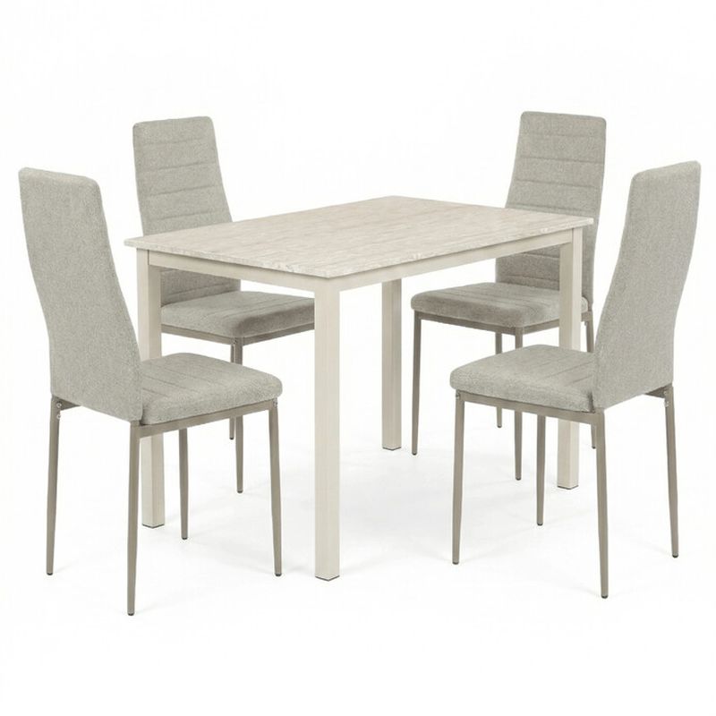 Jedálenský set 1+4, 110x70cm, MDF, travertín, látka krémová, ASE-1039 CRM2