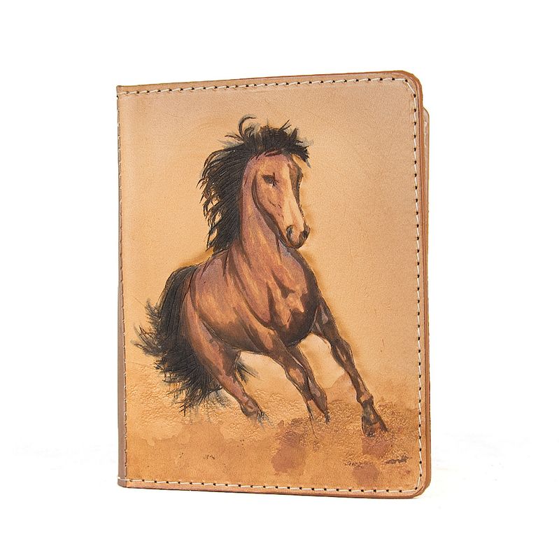 Ručne tvarovaný, vyklepávaný reliéfny kožený zápisník – Cválajúci kôň