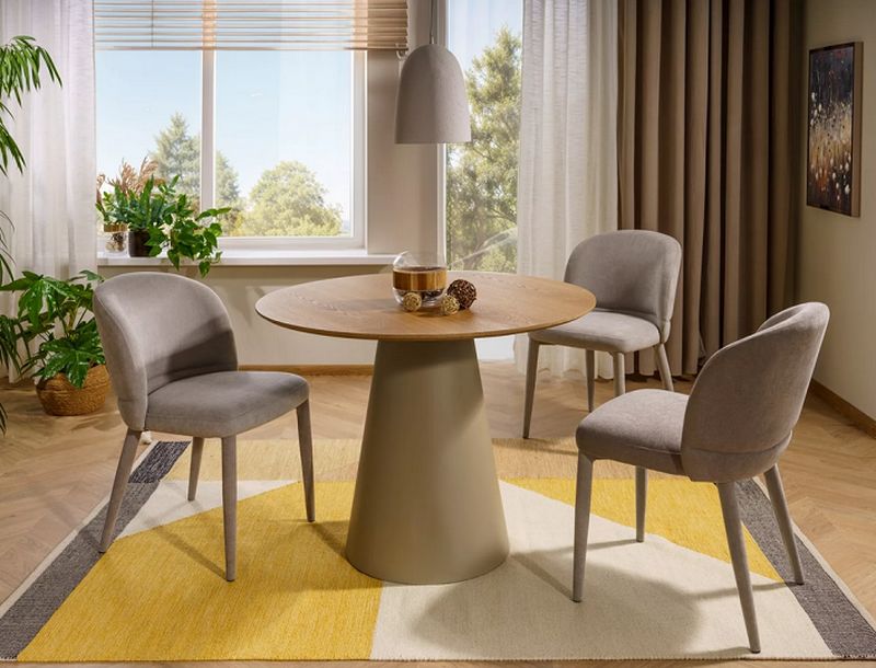 Jedálenský stôl, okrúhly 100cm, MDF, kašmír, dub, ANGEL 100