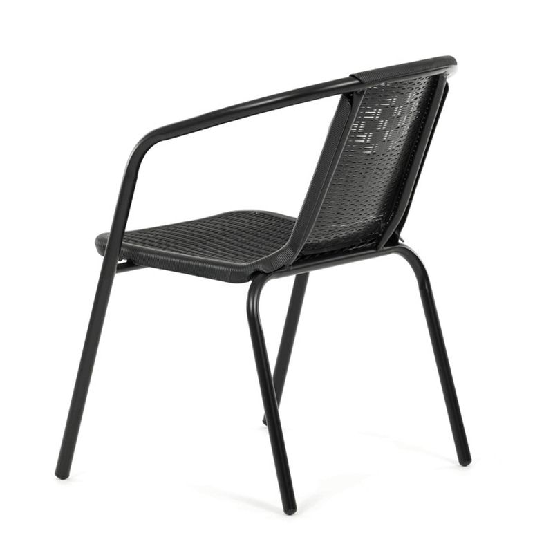 Záhradná stolička, kov, plast, čierna, AZC-H1001 BK