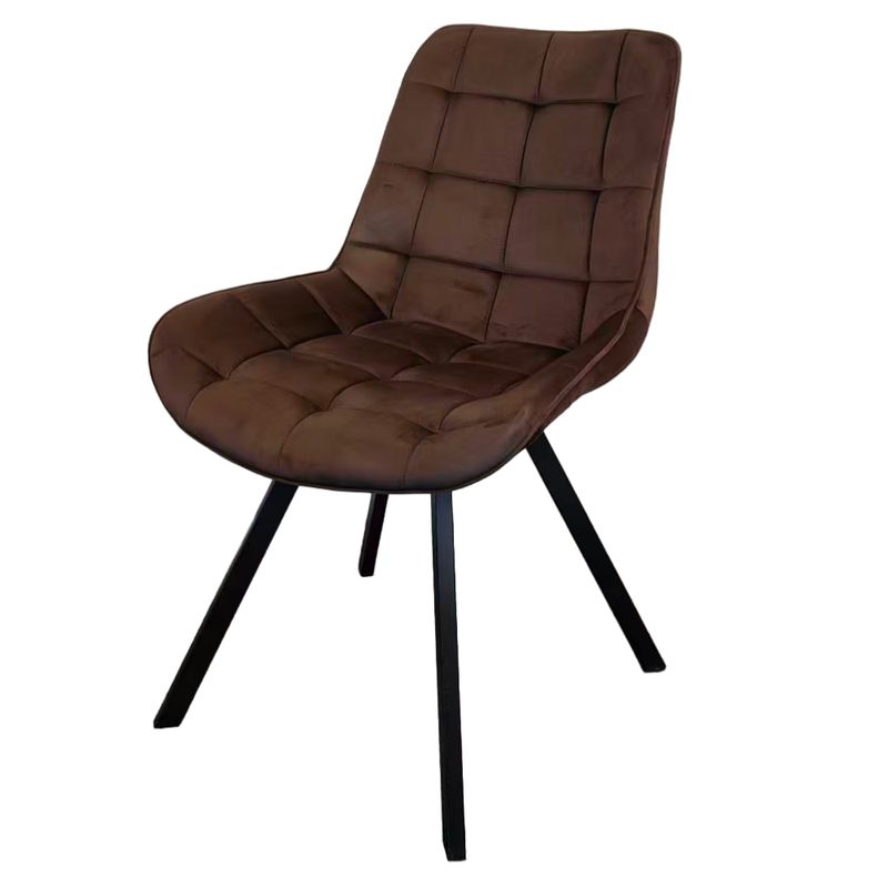 Jedálenská stolička, tmavohnedá Velvet látka, nohy kov čierny, SAMIRA