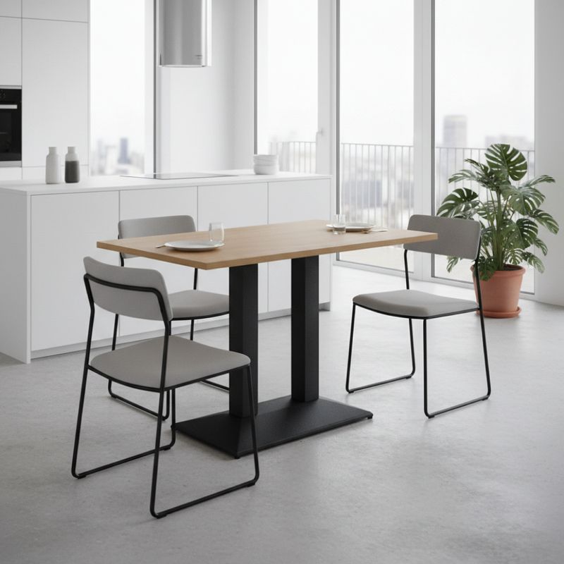 Jedálenský bistro stôl, 120x60cm, DTD, dub sonoma, čierny, RINALDO TYP 2