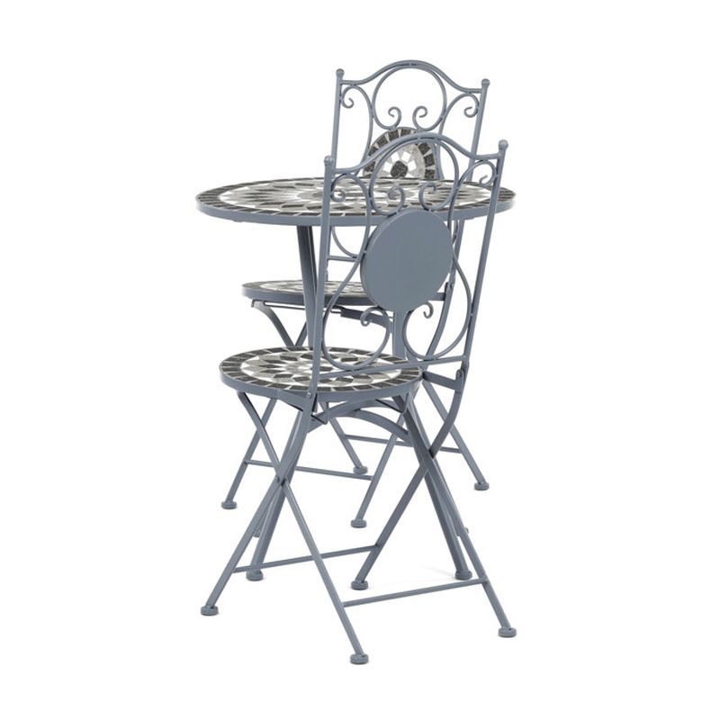 Záhradný set 1+2, kov, keramická mozaika, sivá, US1500 SET