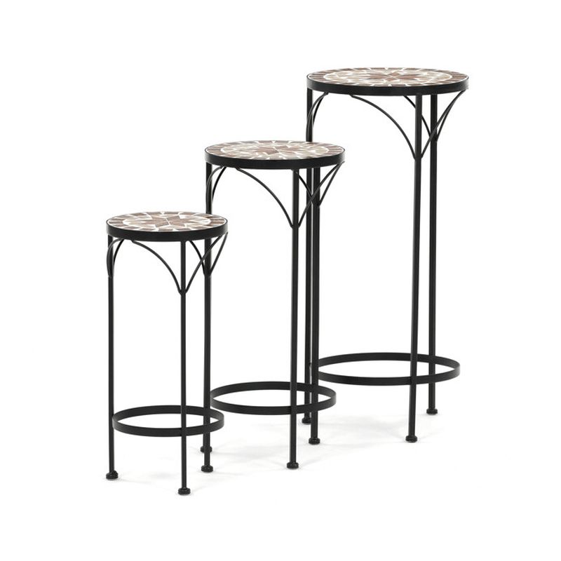 Stojan na kvety, sada, kov čierny, keramika, béžová, US1601