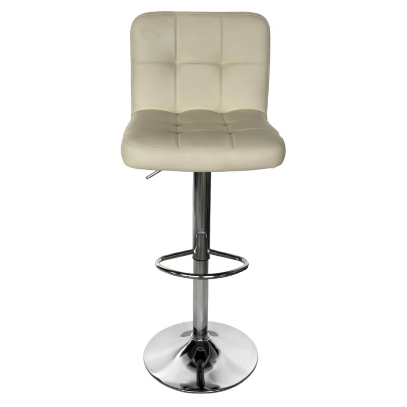 Barová stolička, béžová ekokoža, noha chróm, KANDY 2 NEW