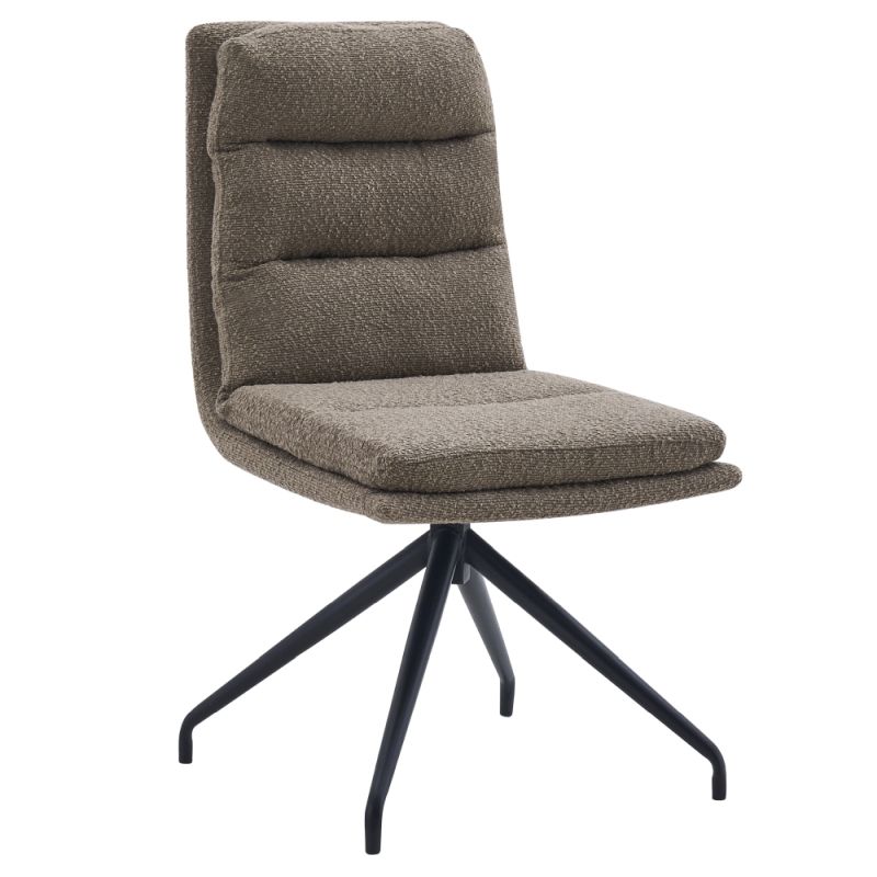Otočná jedálenská stolička, béžová látka, nohy čierny kov, LINA