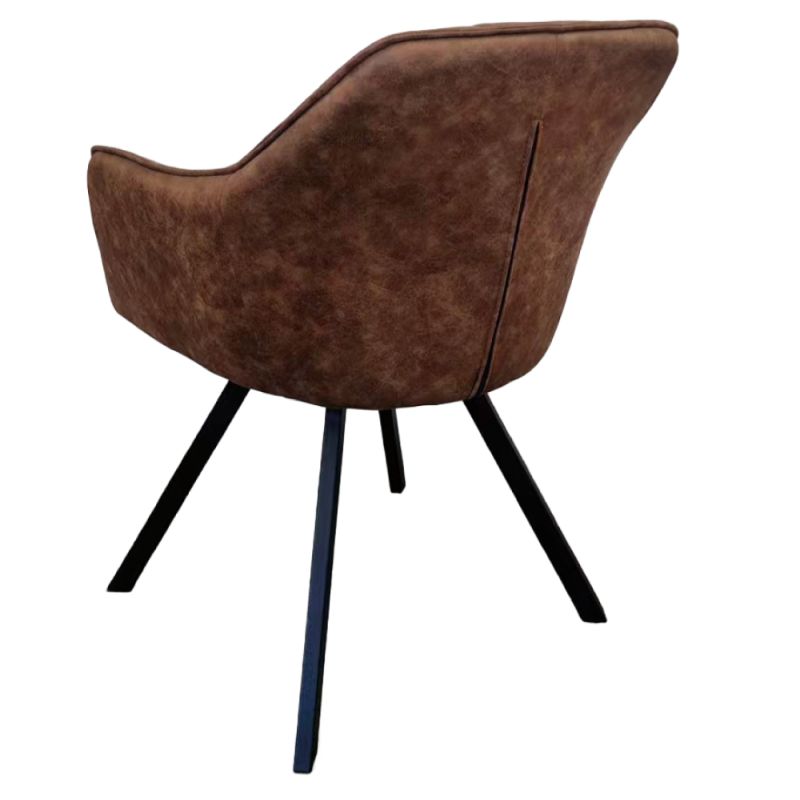 Otočné jedálenské kreslo, tmavohnedá látka, kov čierny, SAMANTA