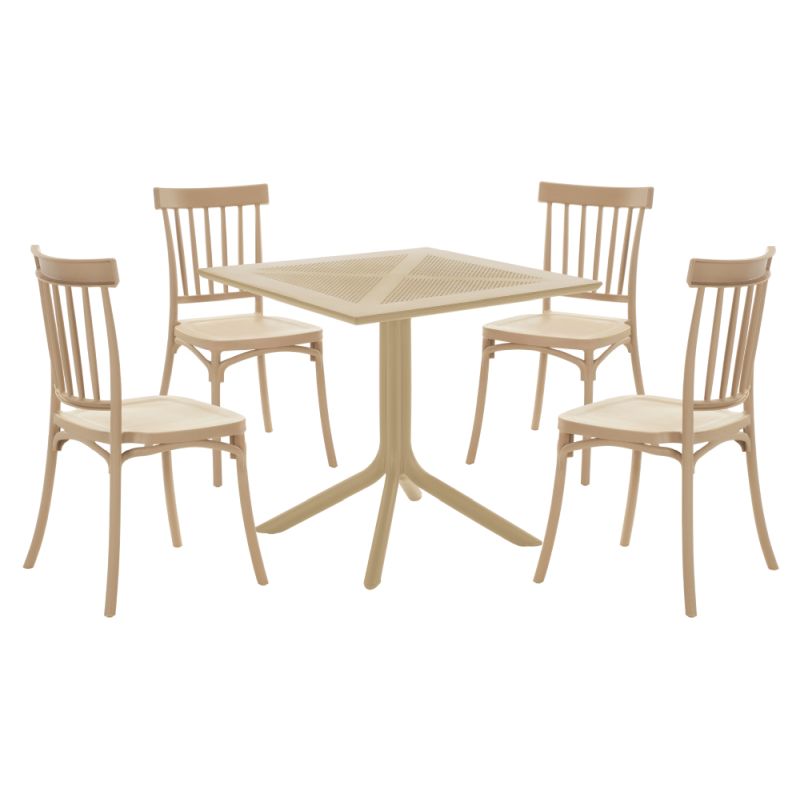 Stohovateľná stolička, svetlohnedý plast, SAZEN NEW