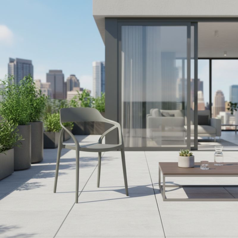 Stohovateľná stolička, sivý plast, ALFIO