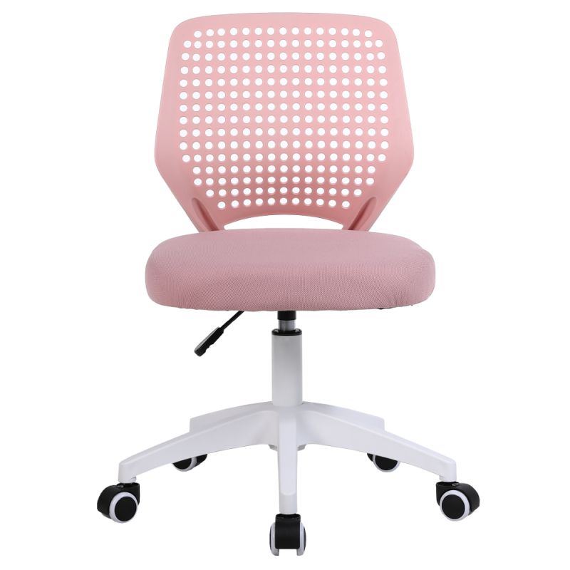 Otočná stolička, ružová sieťovina, plast, biela, SATOZ