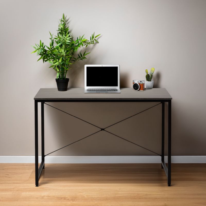 Písací stôl, 120x60cm, betón, čierny, MELLORA