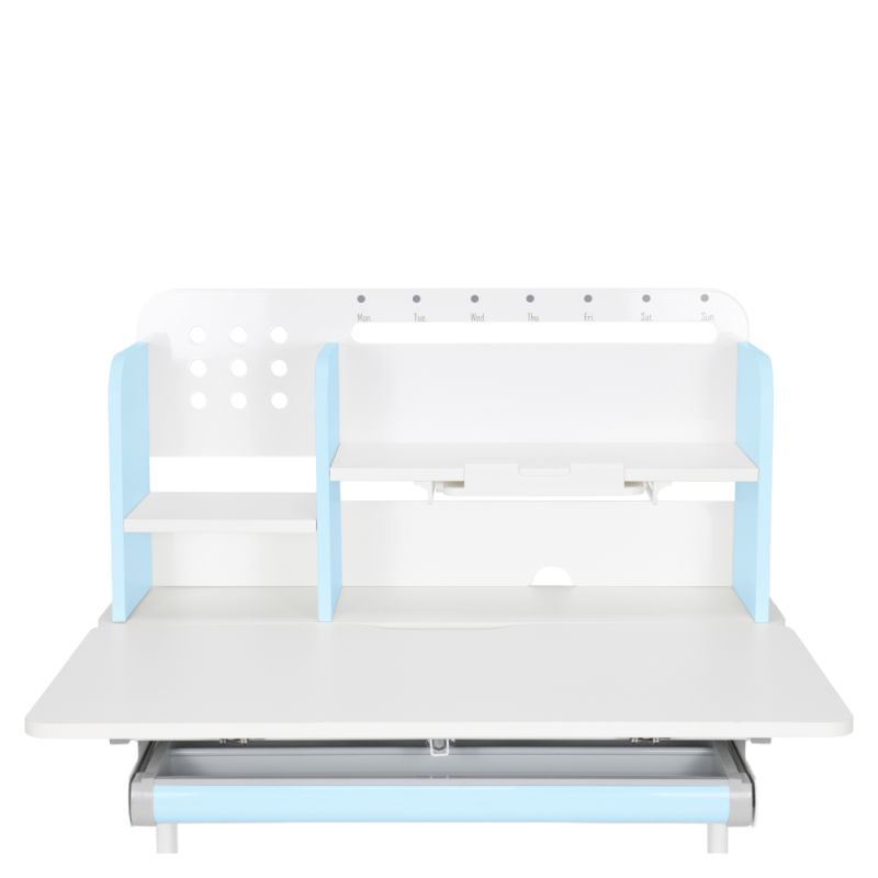 Rastúci písací stôl, 80x60cm, modrý, biely, ADAN