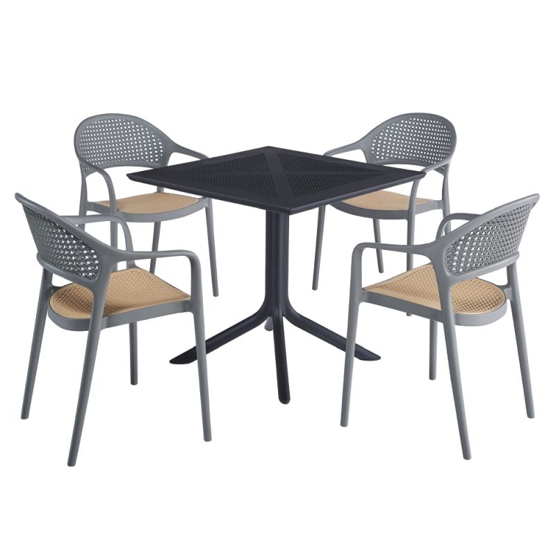 Stohovateľná stolička, sivá, béžová, plast, LADIS