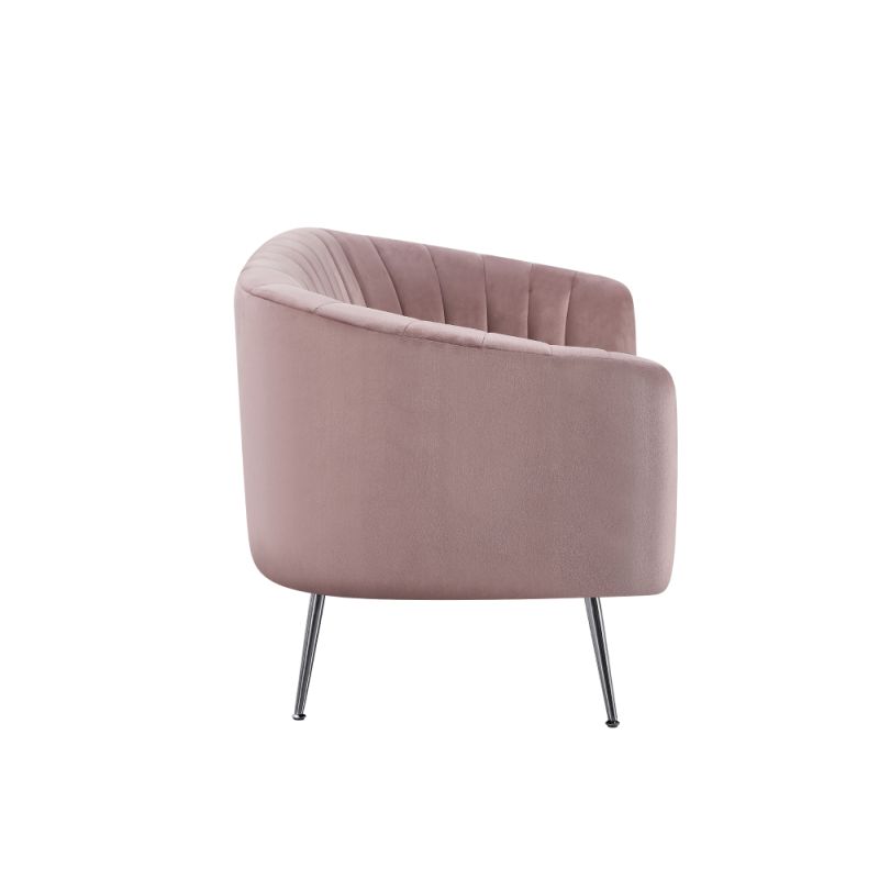 Dizajnový 2-sed, ružová Velvet látka, kov chróm, BAGY