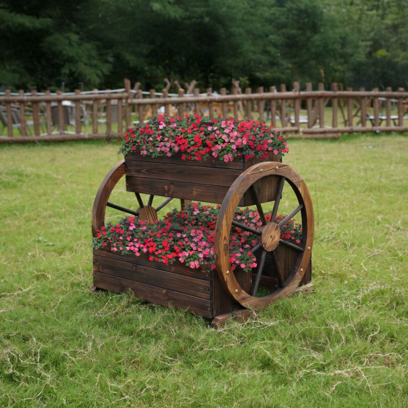 Drevený kvetináč, masív, hnedý, SABA