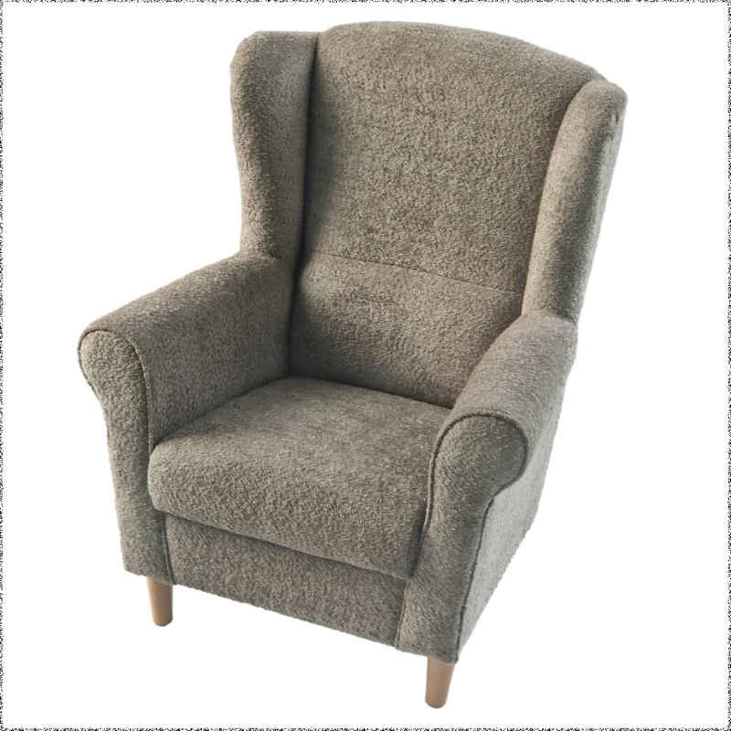 Kreslo, ušiak, sivobéžová Taupe látka Coral, CHARLOT