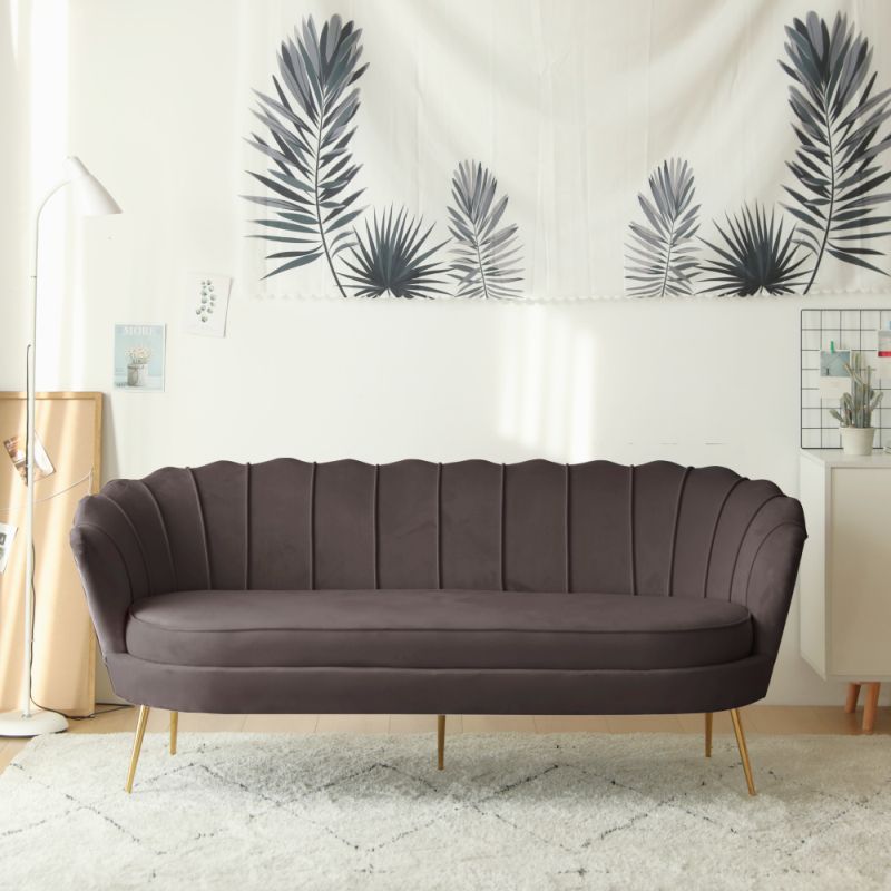 Luxusná pohovka, 3-sed, sivohnedá Velvet látka, zlatá, NOBLEO TYP 2