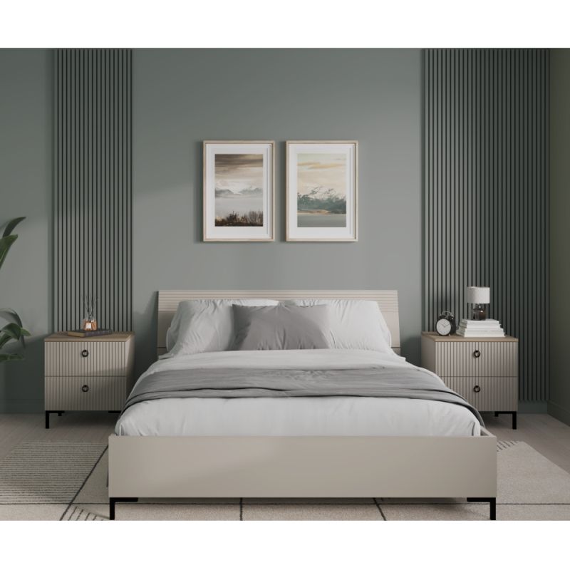 Manželská posteľ, 160x200, s roštom, sivohnedá Taupe, DOMCA