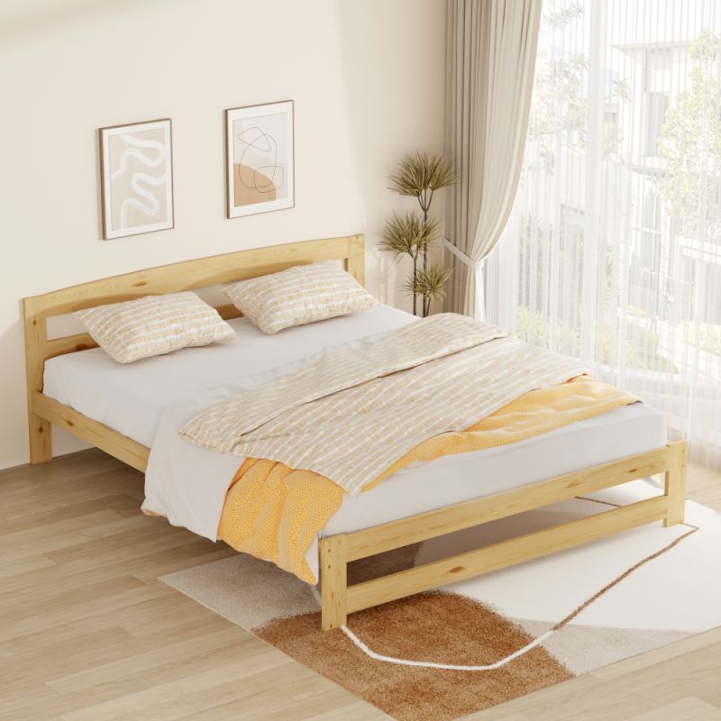 Manželská posteľ, 160x200, s roštom, prírodná, AZRA