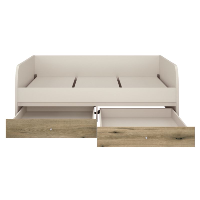 Posteľ, 90x200, s roštom, kašmír, dub evoke, KAROS 2S