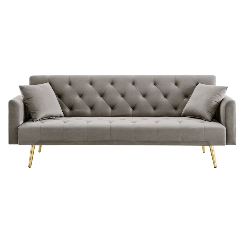 Rozkladacia pohovka, sivohnedá Taupe látka, gold chróm zlatý, ALISIA