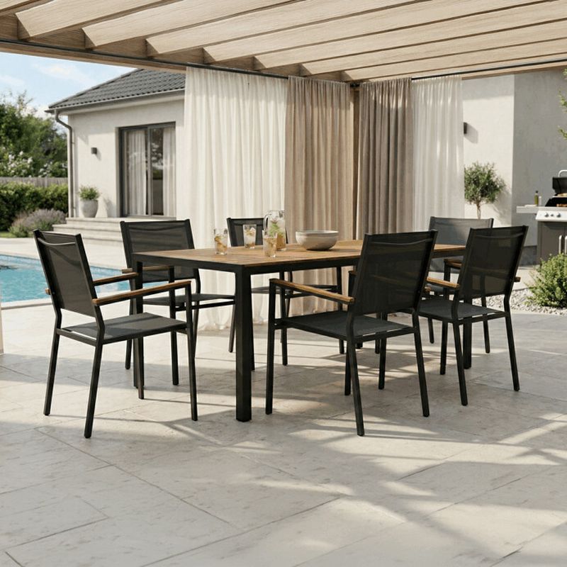 Záhradný stôl 150x90cm, kov, polywood, prírodný, AZT-L1303 GREY