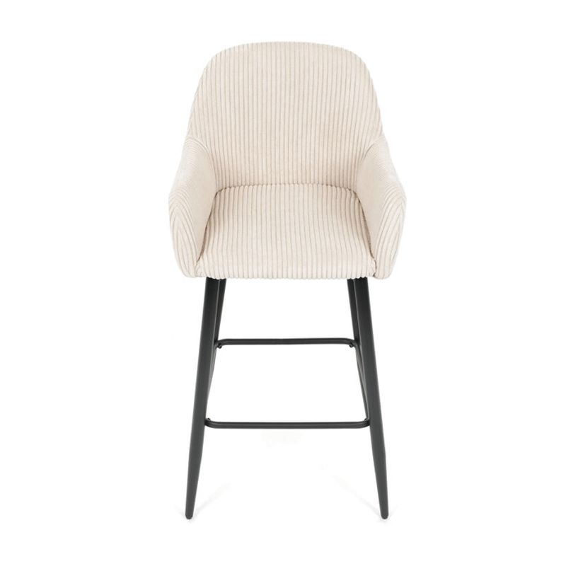 Barová stolička, béžová látka, nohy čierne, AUB-V4009 CRM6