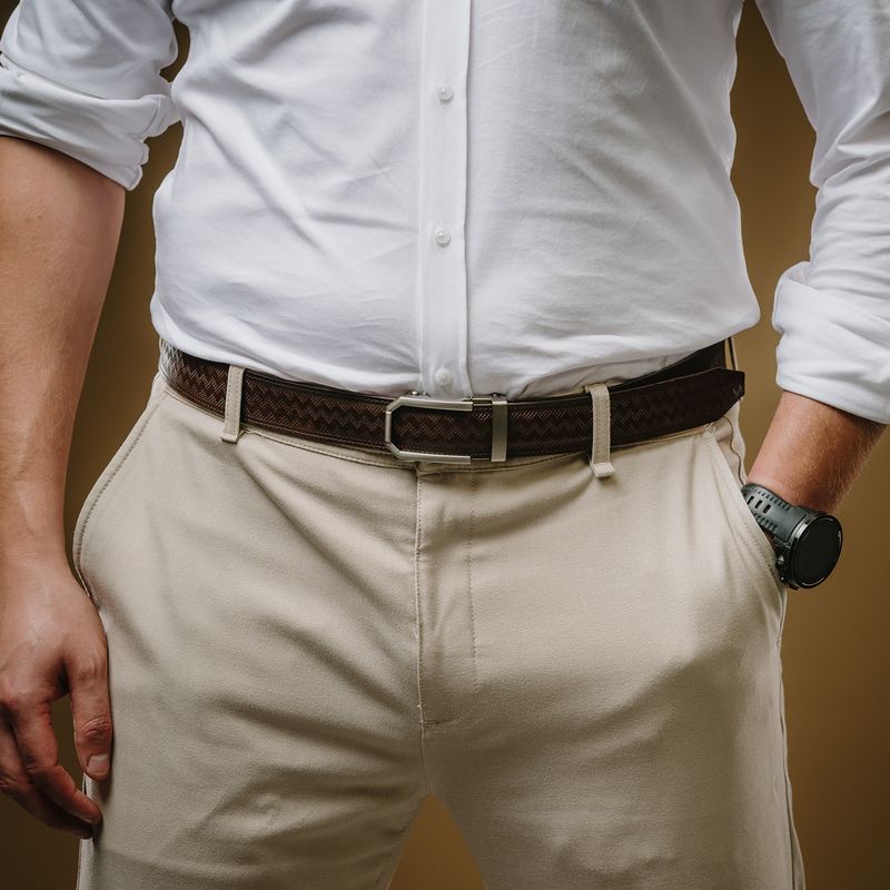 Kožený opasok NICKEL GAP – automatická pracka, limitovaná edícia (tmavo hnedý)