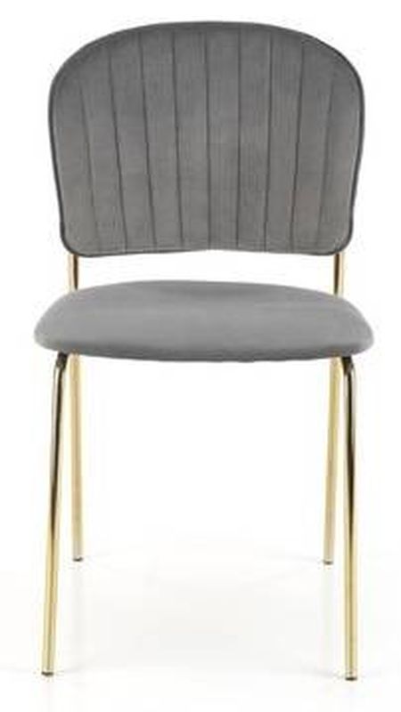 Jedálenská stolička, sivá látka, nohy gold chróm zlatý, K-499