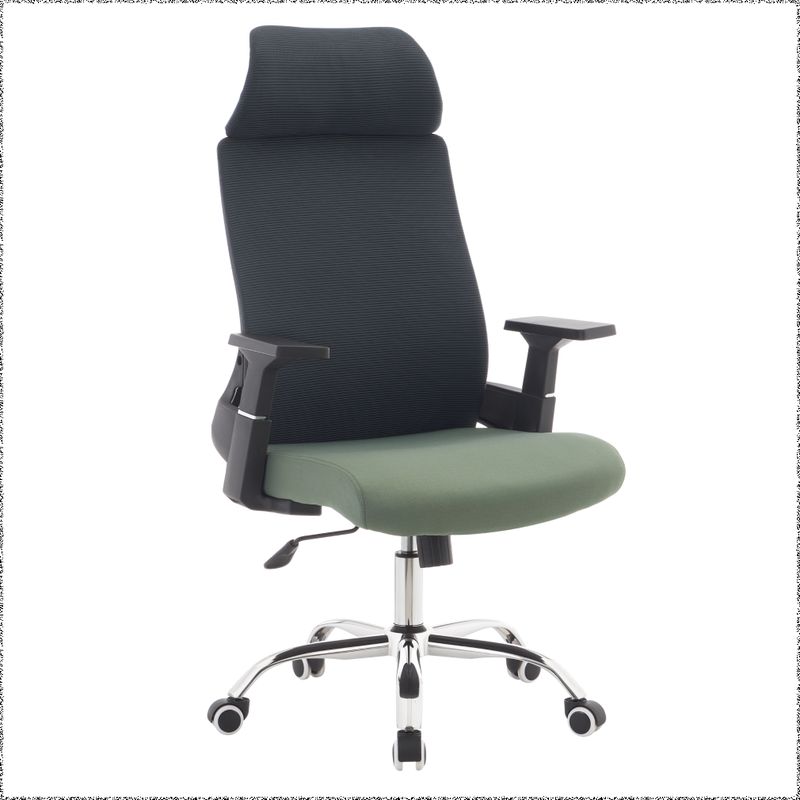 Kancelárske kreslo, zelená látka, tmavosivá sieťovina, chróm, HOLGER