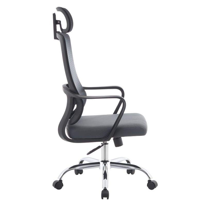 Kancelárske kreslo, sivá látka, čierna sieťovina, chróm, RANDY