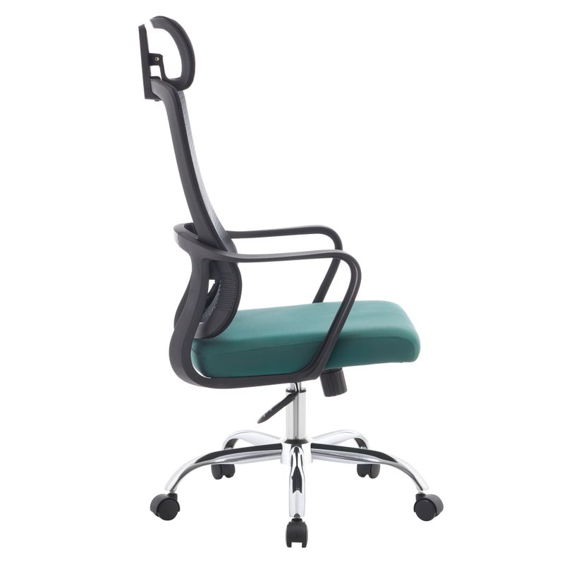 Kancelárske kreslo, zelená látka, čierna sieťovina, chróm, RANDY