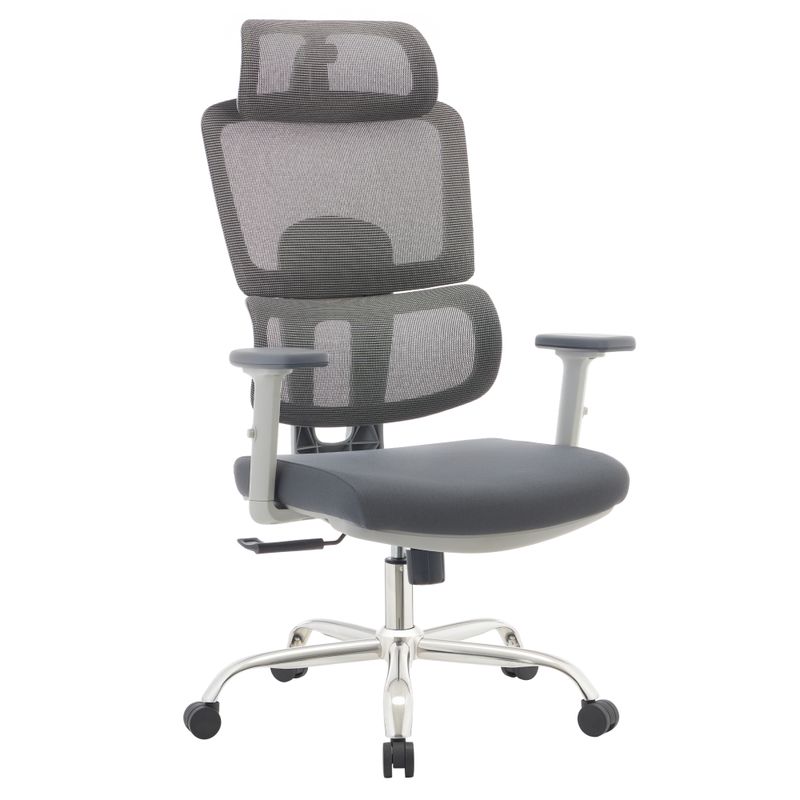 Kancelárske kreslo, sivá látka, sieťovina, chróm, BYRON